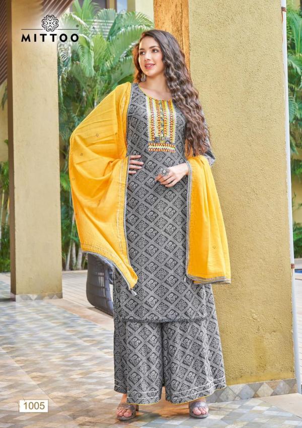 Mittoo Naira Designer rayon Kurti Sharara With Dupatta Collection